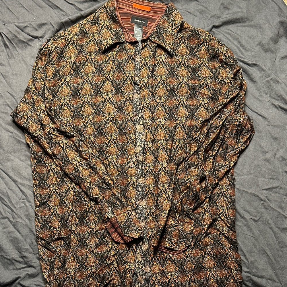Claiborne Multicolor Patterned Casual Button Down… - image 1